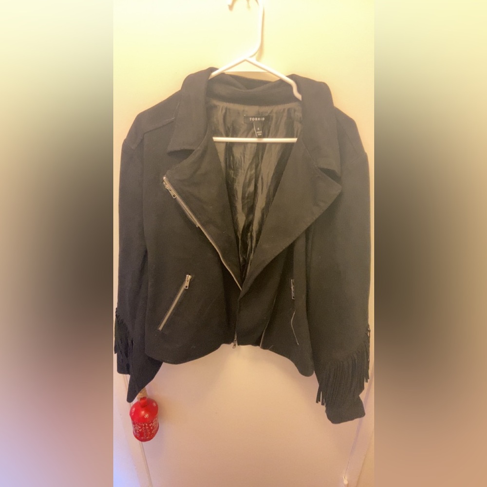 Torrid Faux Suede Fringe Moto Jacket